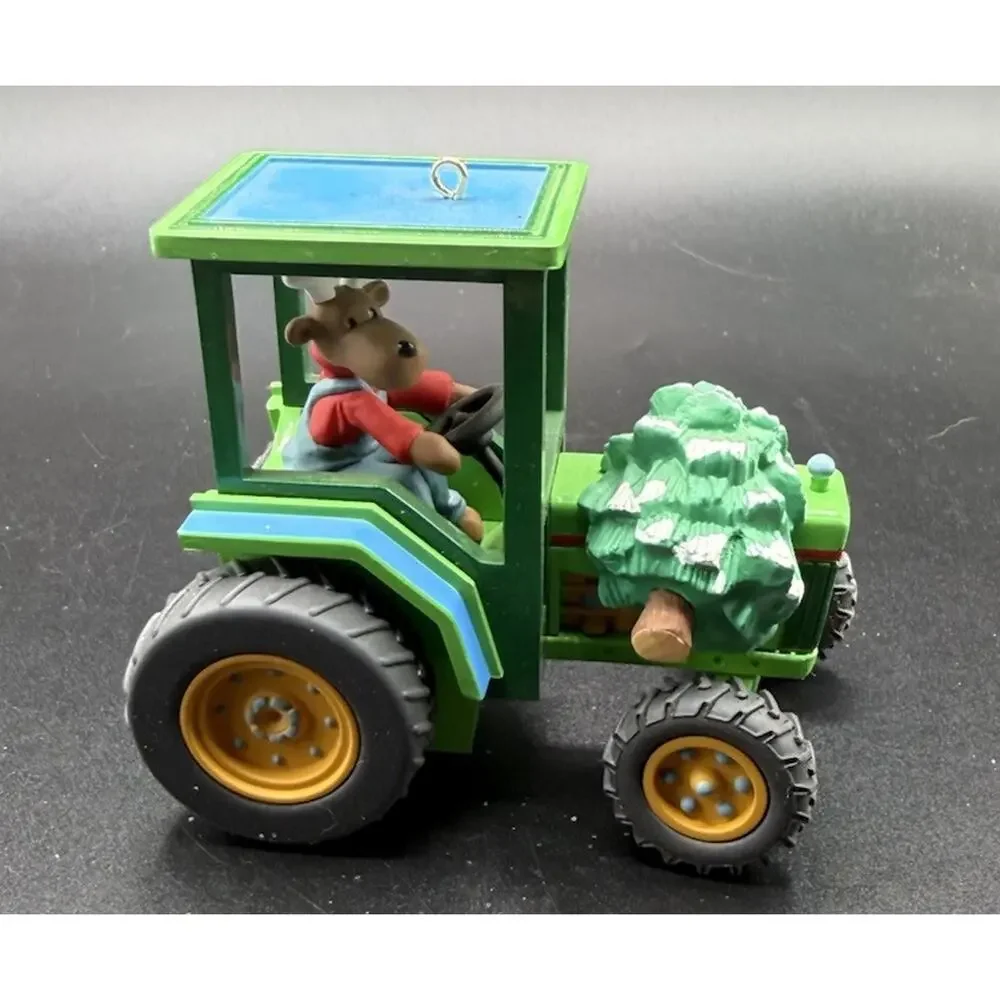 1996 Hallmark Ornament Holiday Haul Reindeer Tractor ARTIST Signed! No Box -Lo16